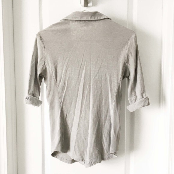 JAMES PERSE Gray 3/4 Sleeve Contrast Panel Shirt - Picture 10 of 12